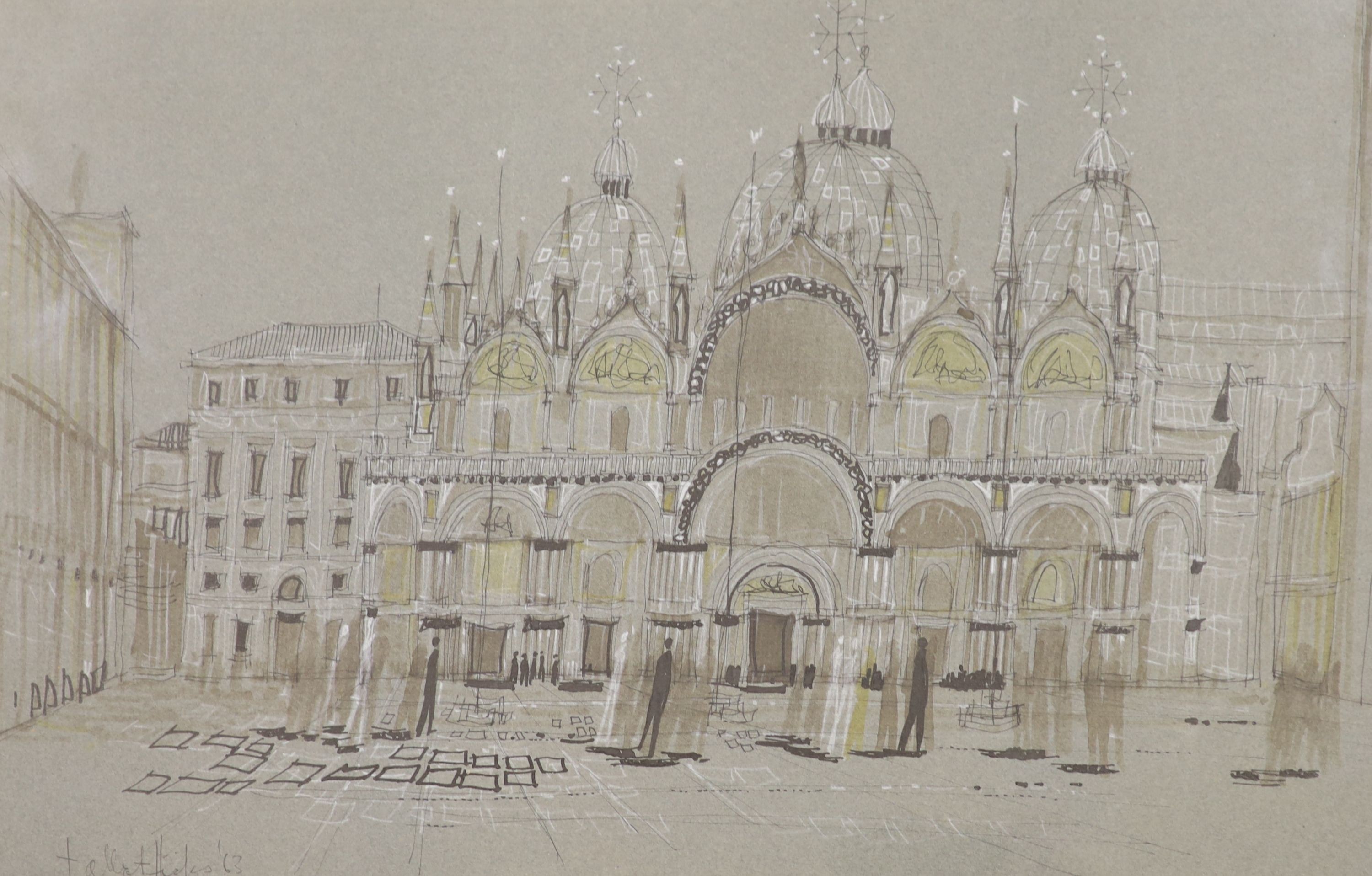 Talbot Hicks, pencil and watercolour, St Mark's, Venice, signed, 32 x 49cm